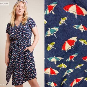 Maeve by Anthropologie Navy Blue Umbrella Print Cottagecore Dress Size 24W